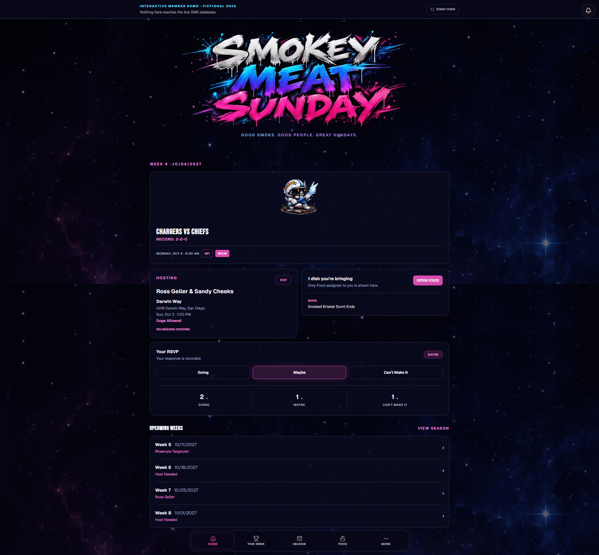 Smokey Meat Sunday demo Home page